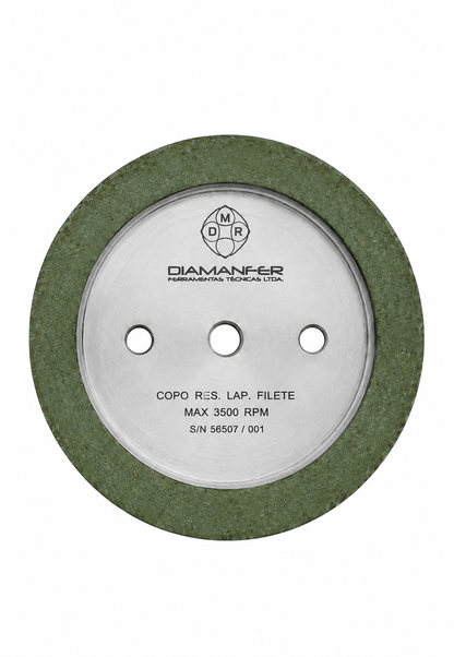 150 X 36 X 12 DIAMOND CUP WHEEL FOR BAVELLONI VE500 - V14 MACHINE, RESIN, POSITION ARRIS