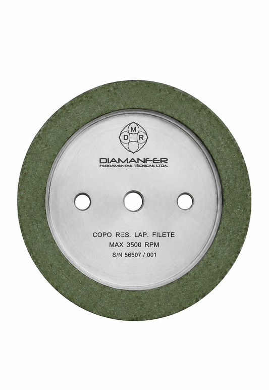 150 X 36 X 12 DIAMOND CUP WHEEL FOR BAVELLONI VE500 - V14 MACHINE, RESIN, POSITION ARRIS
