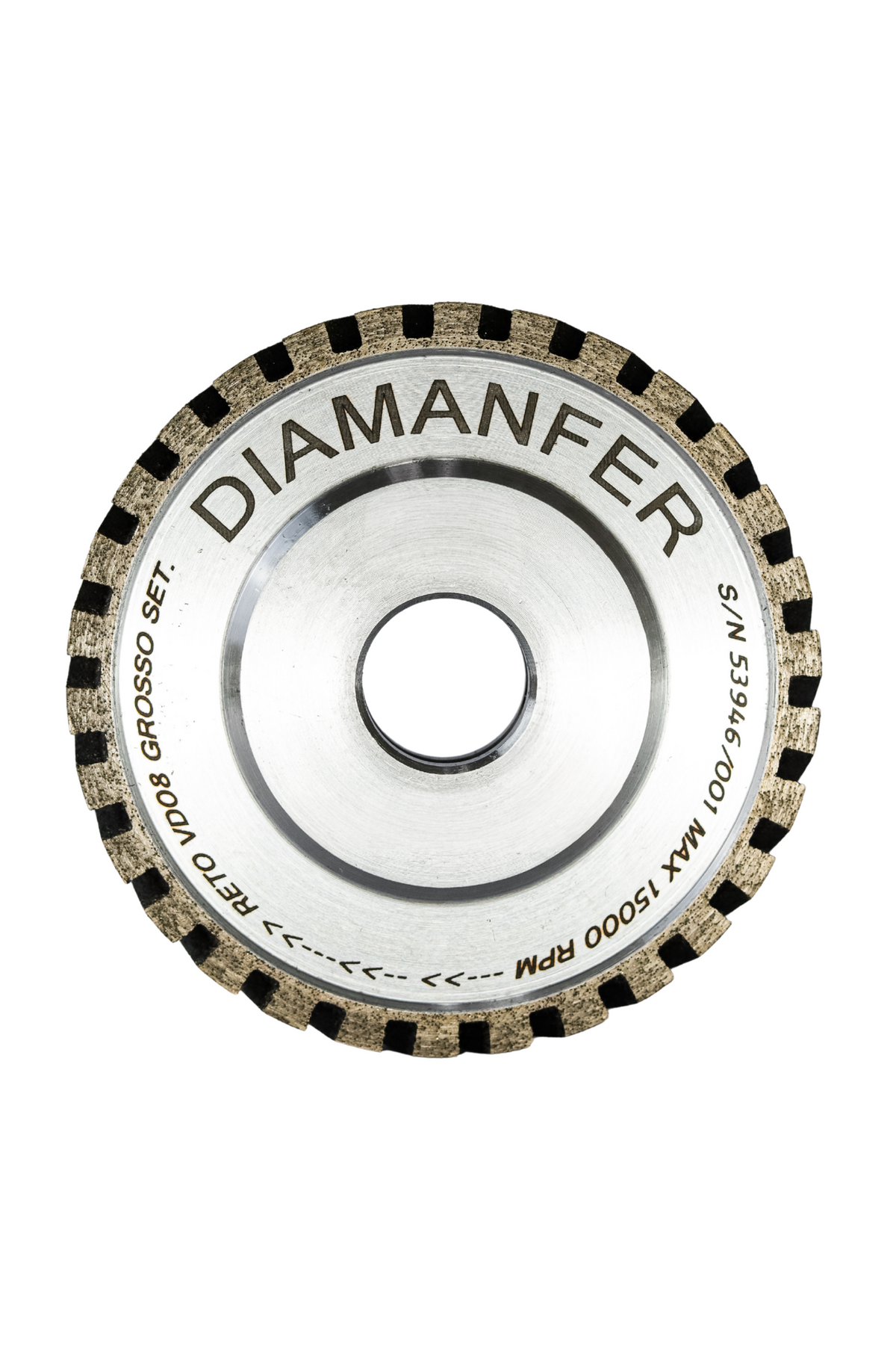 100 X 22 DIAMOND PERIPHERAL WHEEL WITH COOLANT HOLES FOR 08 MM GLASS, FLAT SEGMENTED, COARSE