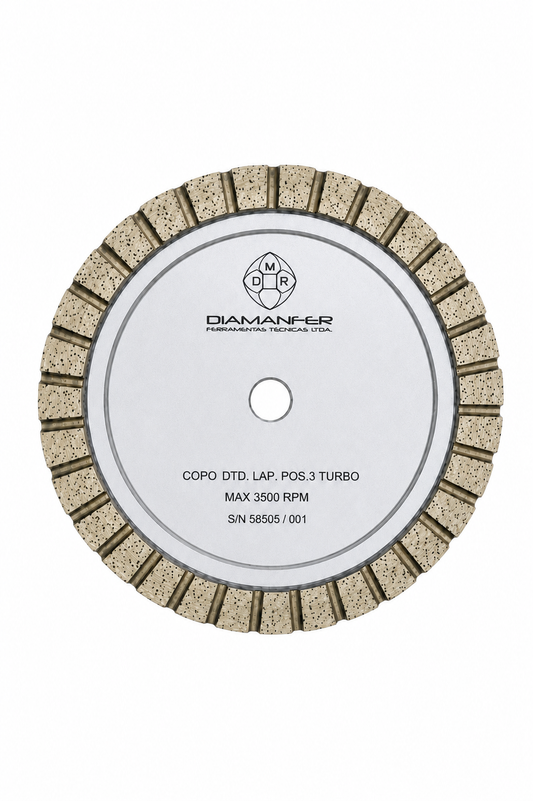 150 X 38 X 12 DIAMOND CUP WHEEL FOR BAVELLONI VE500 - V14 MACHINE, METAL, TURBO, POSITION 3