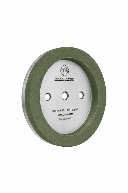 150 X 36 X 12 DIAMOND CUP WHEEL FOR BAVELLONI VE500 - V14 MACHINE, RESIN, POSITION ARRIS