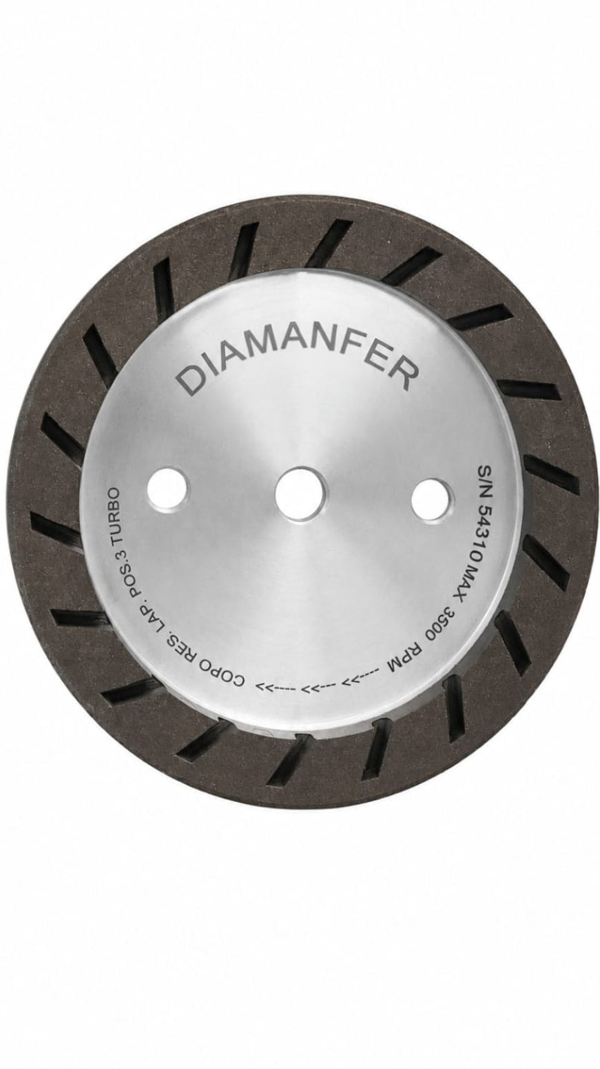 150 X 36 X 12 DIAMOND CUP WHEEL FOR UNIVERSAL MACHINE, RESIN, TURBO LAM, POSITION 3