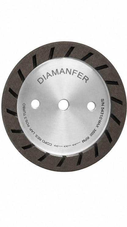 150 X 36 X 12 DIAMOND CUP WHEEL FOR UNIVERSAL MACHINE, RESIN, TURBO LAM, POSITION 3