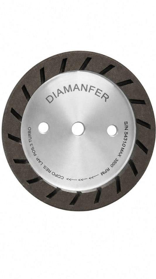 150 X 36 X 12 DIAMOND CUP WHEEL FOR UNIVERSAL MACHINE, RESIN, TURBO LAM, POSITION 3